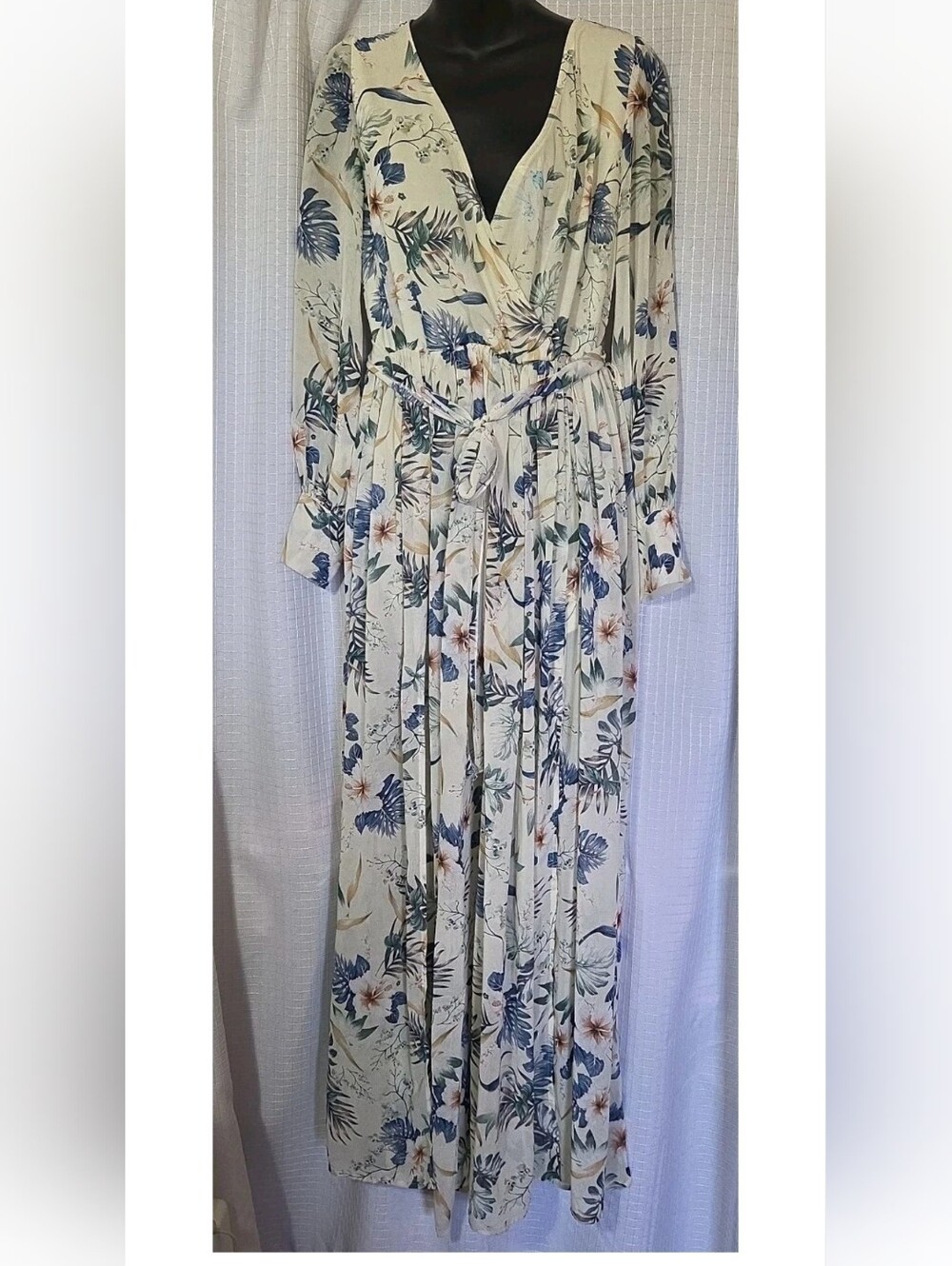 Pink Lily My Dearest Darling Tropical Floral Chiffon Maxi Dress Boho Size L